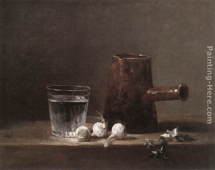 Water Glass and Jug painting - Jean Baptiste Simeon Chardin Water Glass and Jug art painting